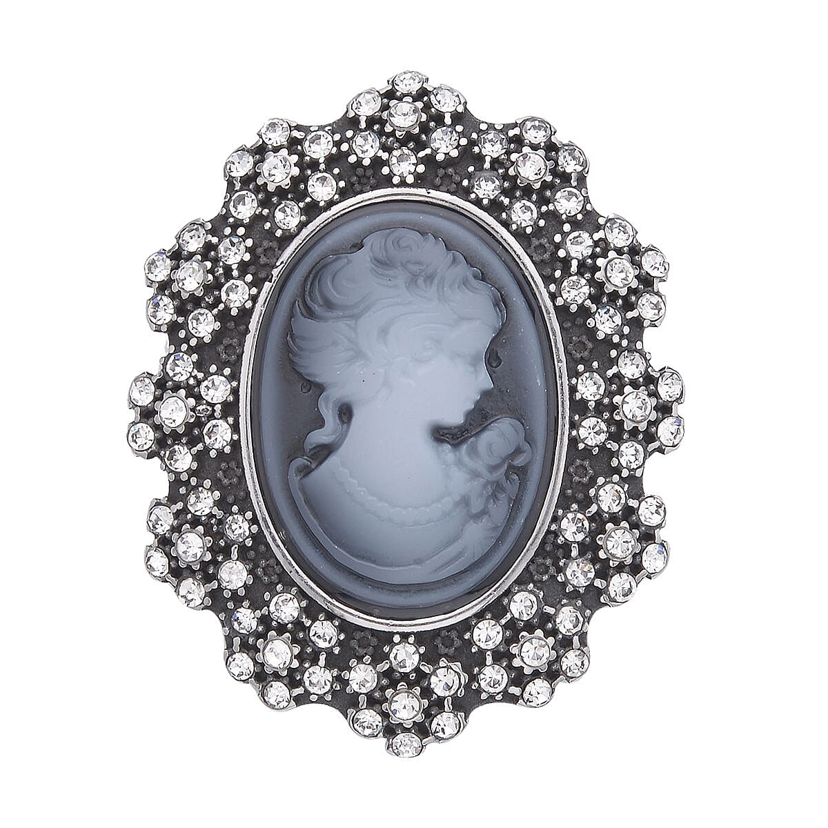 White Austrian Crystal, Chroma Brooch in Stainless Steel