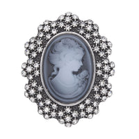 White Austrian Crystal, Chroma Brooch in Stainless Steel