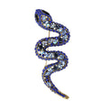 Black and Blue Glass, Blue Magic Austrian Crystal Snake Brooch in Goldtone - Sticky add to cart bar