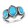 American Natural Sleeping Beauty Turquoise 3 Stone Ring in Sterling Silver (Size 10.0) 1.90 ctw - Sticky add to cart bar
