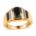 Elite Shungite and Multi Gemstone Men's Ring in Vermeil Yellow Gold Over Sterling Silver 1.90 ctw - Sticky add to cart bar