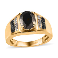 Elite Shungite and Multi Gemstone Men's Ring in Vermeil Yellow Gold Over Sterling Silver 1.90 ctw