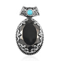 Artisan Crafted Elite Shungite and Sleeping Beauty Turquoise Pendant without Chain in Sterling Silver 8.75 ctw - Sticky add to cart bar