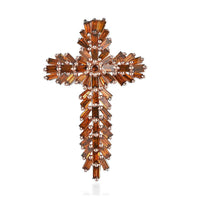 Orange Diamond Cross Pendant in Platinum Over Sterling Silver 1.00 ctw
