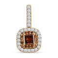 Luxoro 10K Yellow Gold Princess Cut Orange Diamond and White Diamond Double Halo Pendant 0.50 ctw - Sticky add to cart bar