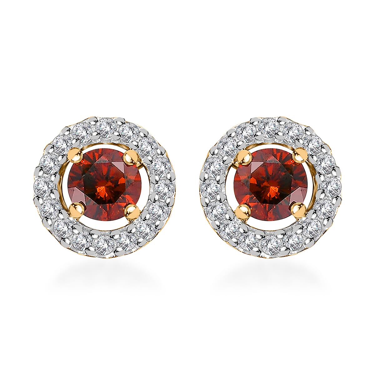 Luxoro 10K Yellow Gold Orange Diamond (IR), Diamond Stud Earrings 0.75 ctw