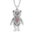Multi Color Austrian Crystal Teddy Bear Pendant Necklace 29 Inches in Silvertone - Sticky add to cart bar