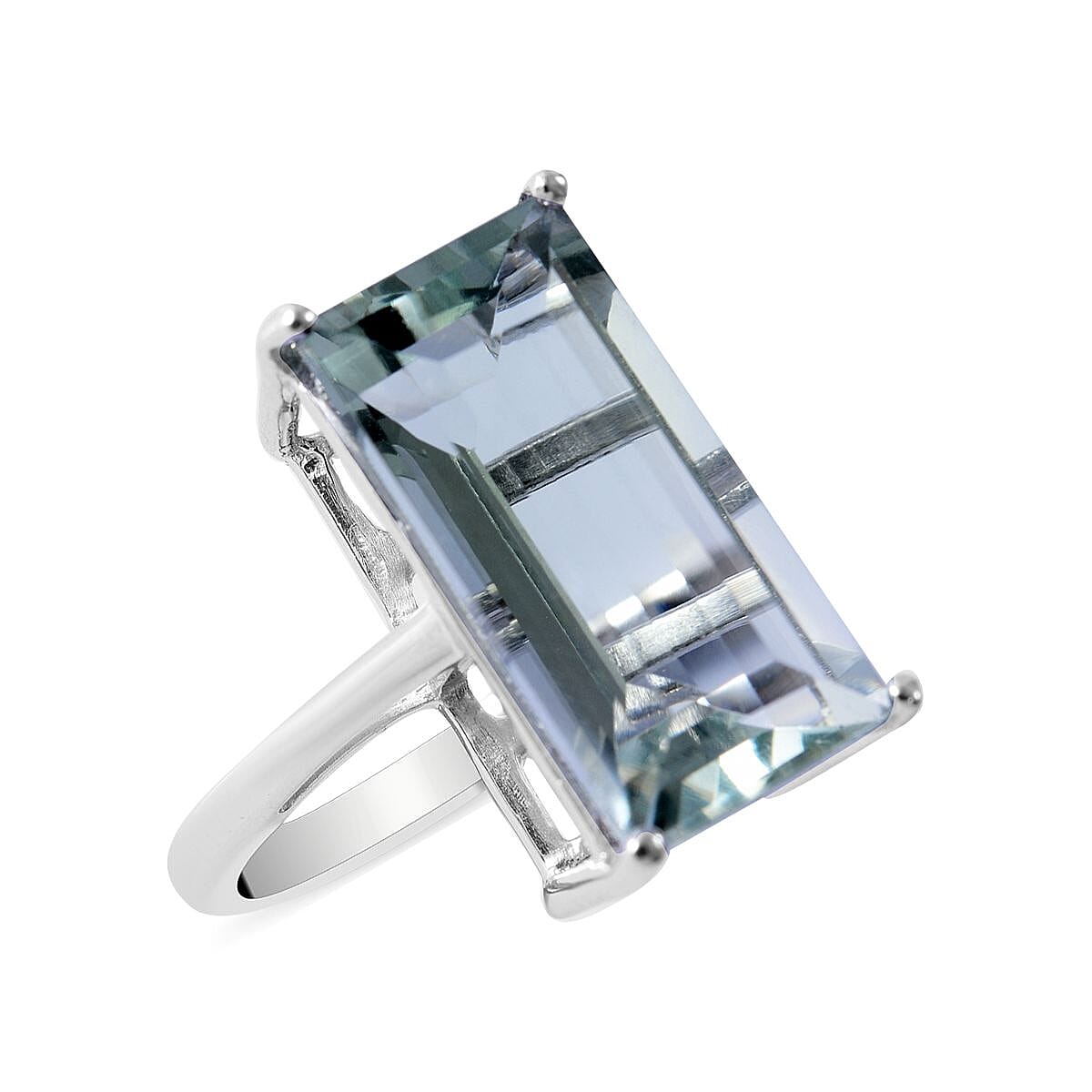 AAA Montezuma Prasiolite Solitaire Ring in Platinum Over Sterling Silver 6.50 ctw