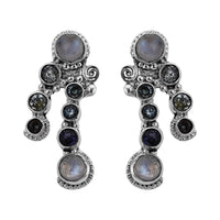 Sajen Silver Rainbow Moonstone and Multi Gemstone Earrings in Sterling Silver 6.70 ctw