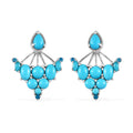Sleeping Beauty Turquoise and Malgache Neon Apatite 2 Way Wearable Earrings in Platinum Over Sterling Silver 5.65 ctw - Sticky add to cart bar
