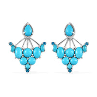Sleeping Beauty Turquoise and Malgache Neon Apatite 2 Way Wearable Earrings in Platinum Over Sterling Silver 5.65 ctw