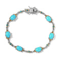 American Natural Sleeping Beauty Turquoise and Malgache Neon Apatite Bracelet in Vermeil Yellow Gold and Platinum Over Sterling Silver (7.25 In) 9.75 Grams 7.75 ctw (Delivery in 7-10 Busines - Sticky add to cart bar