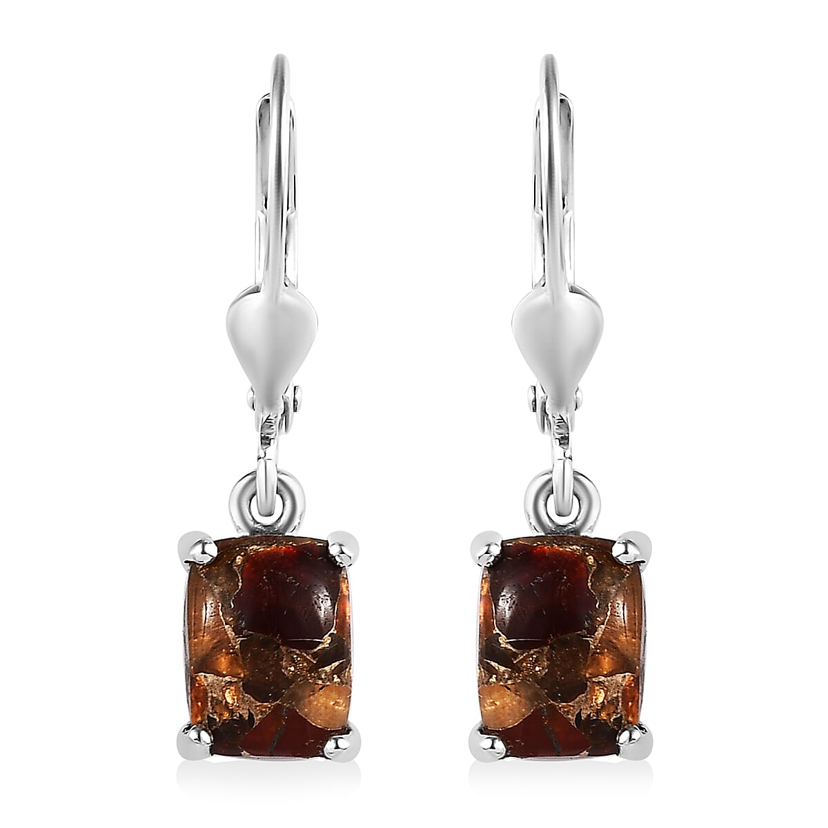 Matrix Fire Opal Lever Back Earrings in Sterling Silver 2.50 ctw