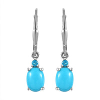Sleeping Beauty Turquoise and Malgache Neon Apatite Dangling Earrings in Platinum Over Sterling Silver 2.75 ctw