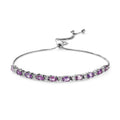 Madagascar Purple Sapphire and Moissanite Bolo Bracelet in Platinum Over Sterling Silver 3.50 ctw - Sticky add to cart bar