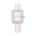 Strada White Austrian Crystal Japanese Movement Watch with White Faux Leather Strap (34mm) (6.5-8In) - Sticky add to cart bar