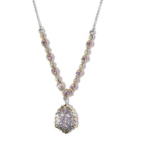 Madagascar Purple Sapphire and White Zircon Necklace 18 Inches in Vermeil Yellow Gold and Platinum Over Sterling Silver 1.35 ctw