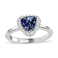 LUXORO 10K White Gold Premium Peacock Tanzanite and Diamond Halo Ring 3 Grams 1.15 ctw