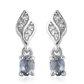 Peacock Tanzanite and White Zircon Dangle Earrings in Platinum Over Sterling Silver 0.50 ctw - Sticky add to cart bar