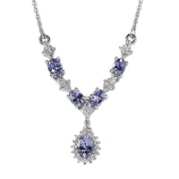 Peacock Tanzanite, White Zircon Necklace (18 Inches) in Platinum Over Sterling Silver 1.75 ctw