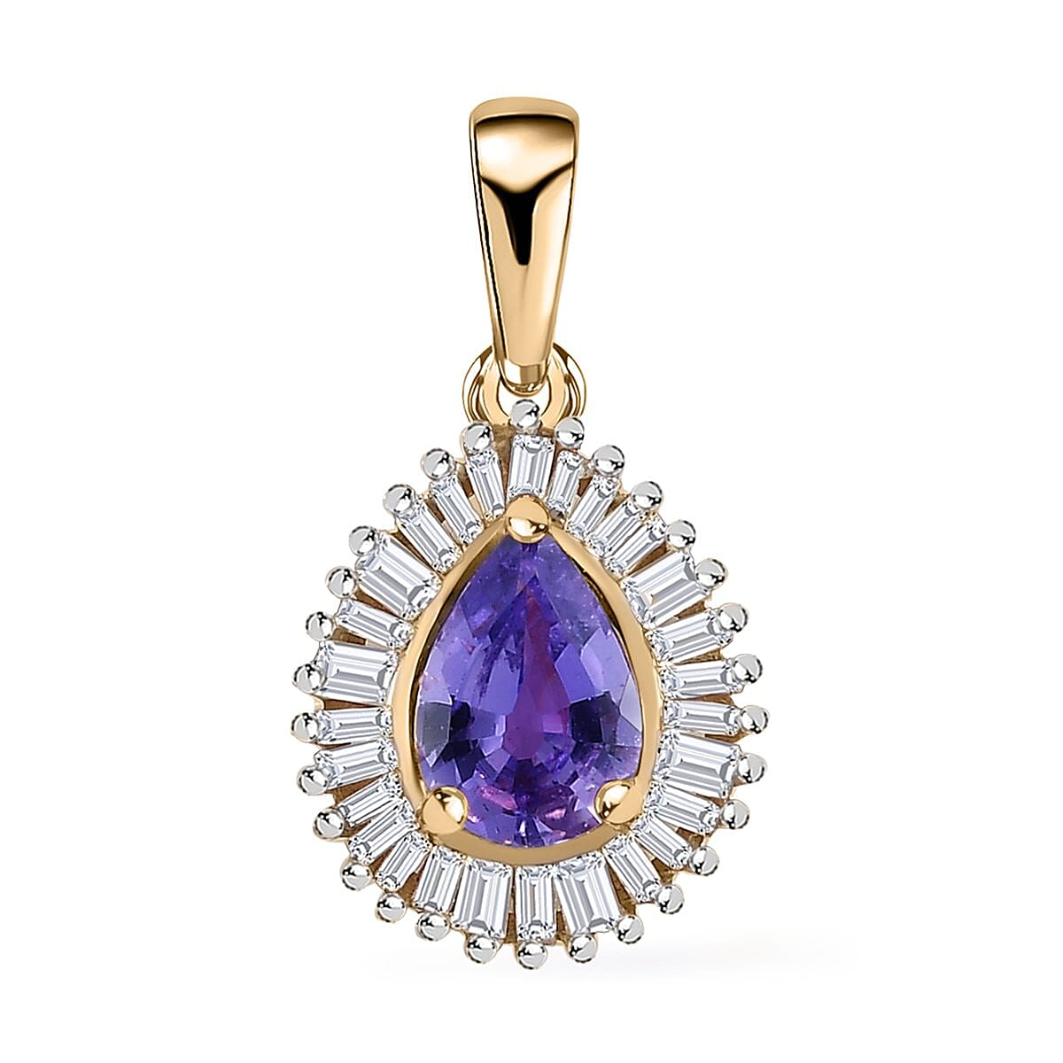 LUXORO 10K Rose Gold Premium Madagascar Purple Sapphire, Diamond (0.25 cts) (G-H, I3) Halo Pendant (Delivery in 3-5 Business Days) 1.15 ctw