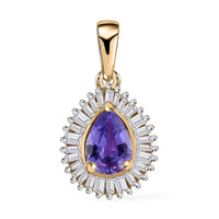 LUXORO 10K Rose Gold Premium Madagascar Purple Sapphire, Diamond (0.25 cts) (G-H, I3) Halo Pendant (Delivery in 3-5 Business Days) 1.15 ctw