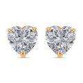 14K Yellow Gold Crystal Stud Earrings, Crystal Studs, Solitaire Studs, Heart Crystal Earrings, Solitaire Earrings, 14K Yellow Gold Studs, Heart Studs - Sticky add to cart bar