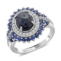 Thai Blue Star Sapphire(DF) and Multi Gemstone Ring in Platinum Over Sterling Silver (Delivery in 7-10 Business Days) 4.50 ctw - Sticky add to cart bar