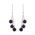 Amethyst 3 Stone Drop Earrings in Sterling Silver 28.00 ctw - Sticky add to cart bar