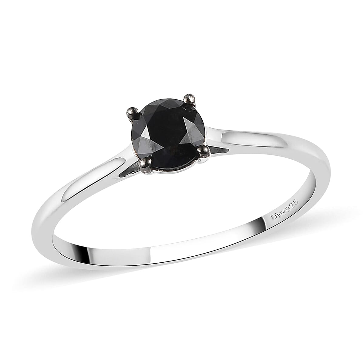 Black Diamond Solitaire Ring in Platinum Over Sterling Silver 1.00 ctw