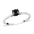 Black Diamond Solitaire Ring in Platinum Over Sterling Silver 1.00 ctw - Sticky add to cart bar