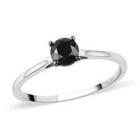 Black Diamond Solitaire Ring in Platinum Over Sterling Silver 1.00 ctw