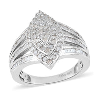Diamond Ring in Platinum Over Sterling Silver (Size 8.0) (Del. 15-20 Days) 1.00 ctw