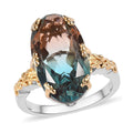 Aqua Terra Costa Quartz (Triplet) Ring in Vermeil YG and Platinum Over Sterling Silver (Size 10.0) 8.50 ctw - Sticky add to cart bar