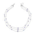 White Magic Color Glass 3 Row Station Necklace 20 Inches in Silvertone - Sticky add to cart bar