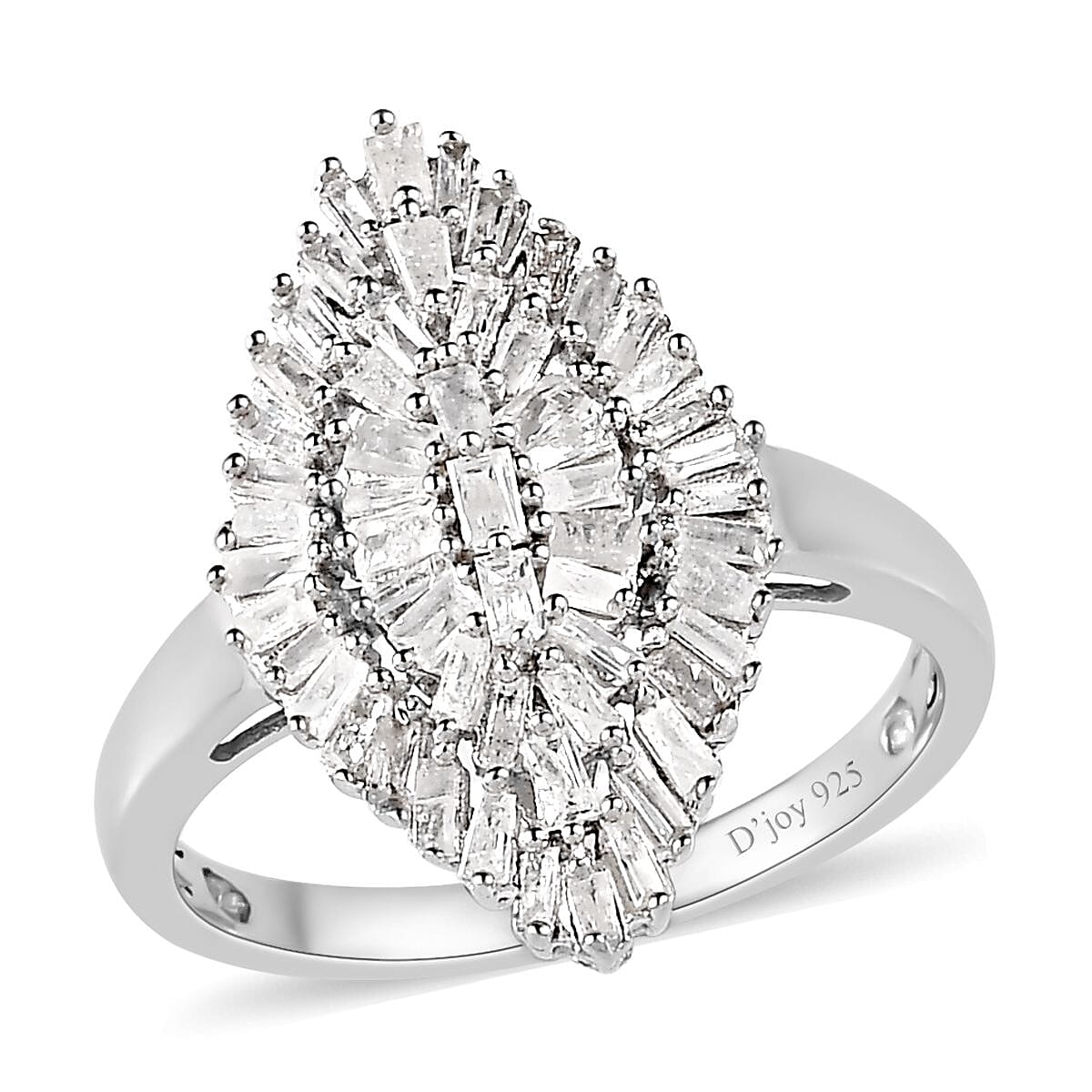 Diamond Sparkle Ring in Platinum Over Sterling Silver (Size 10.0) 1.00 ctw