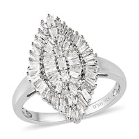 Diamond Sparkle Ring in Platinum Over Sterling Silver (Size 10.0) 1.00 ctw
