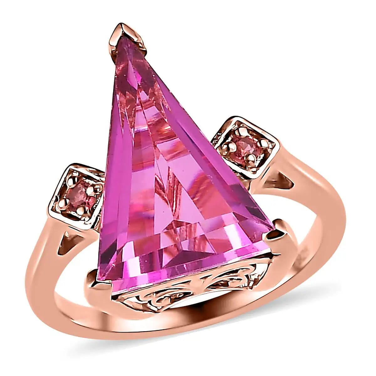 African Lilac Quartz (Triplet) and Morro Redondo Pink Tourmaline Ring in Vermeil Rose Gold Over Sterling Silver 5.85 ctw