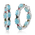 Premium Larimar and Multi-Tourmaline Earrings in Platinum Over Sterling Silver 7.15 ctw - Sticky add to cart bar