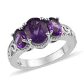 KARIS Amethyst 3 Stone Ring in Platinum Bond (Size 10.0) 2.00 ctw - Sticky add to cart bar