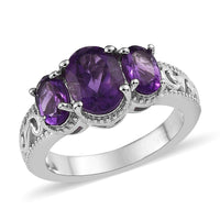 KARIS Amethyst 3 Stone Ring in Platinum Bond (Size 10.0) 2.00 ctw