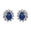 Blue Star Sapphire (DF) and White Zircon Sunburst Earrings in Platinum Over Sterling Silver 2.10 ctw - Sticky add to cart bar