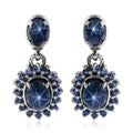 Blue Star Sapphire (DF) and Madagascar Blue Sapphire Dangle Earrings in Platinum Over Sterling Silver 4.65 ctw - Sticky add to cart bar