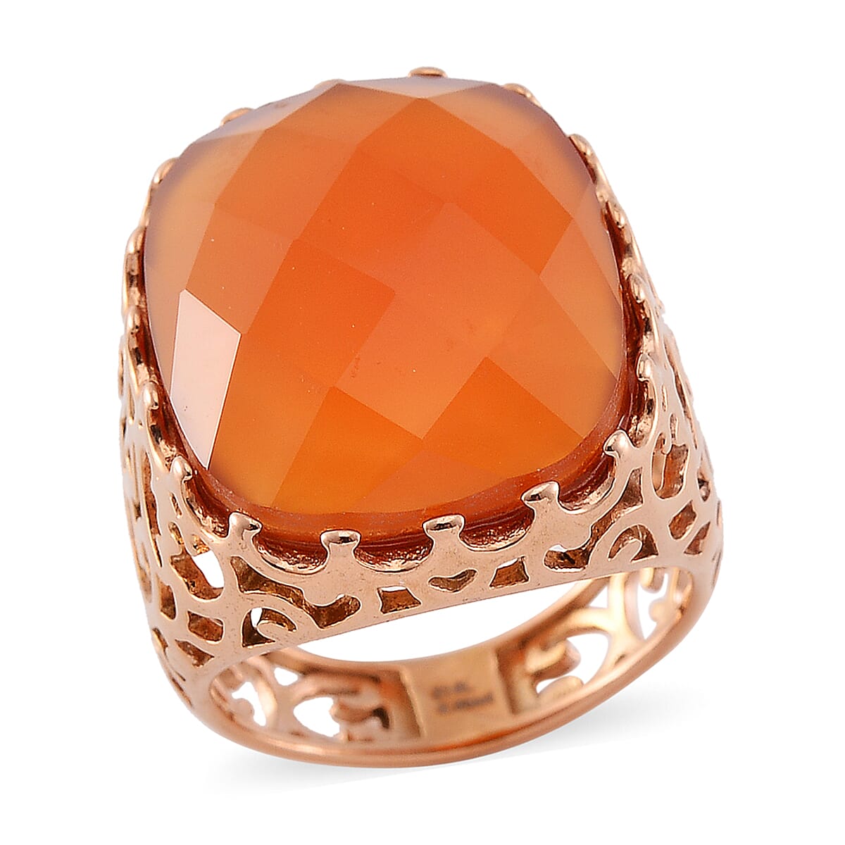 Red Agate Ring in Stainless Steel (Size 10.0) 15.00 ctw