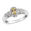 Brazilian Golden Apatite and Natural White Zircon Halo Ring in Platinum Over Sterling Silver 0.50 ctw - Sticky add to cart bar