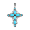 Artisan Crafted Sleeping Beauty Turquoise Cross Pendant in Sterling Silver 3.85 ctw - Sticky add to cart bar