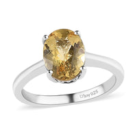 Brazilian Golden Apatite Solitaire Ring in Platinum Over Sterling Silver 1.85 ctw