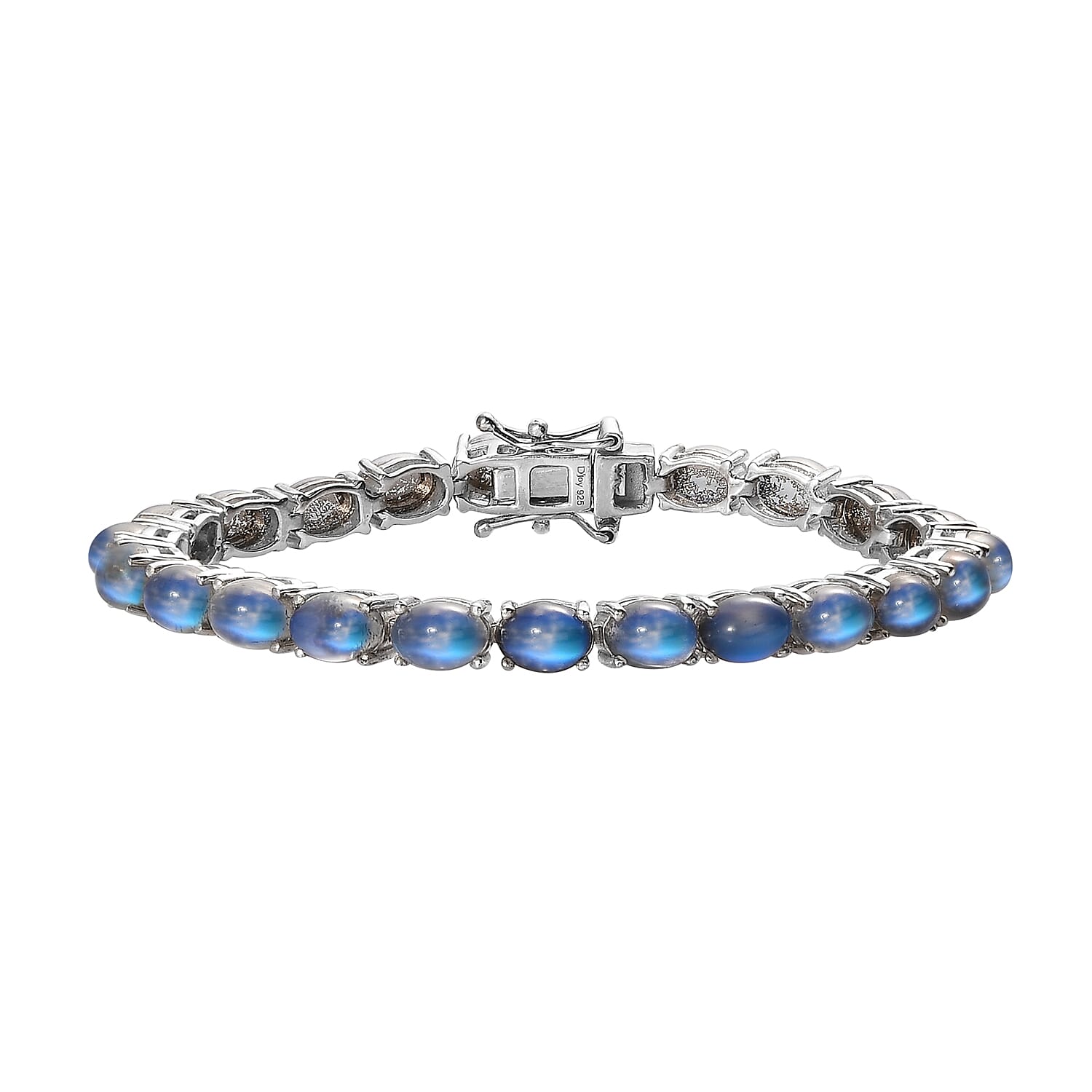 Aurora Moonstone Tennis Bracelet in Platinum Over Sterling Silver (8.00 In) (12.35 g) 24.75 ctw