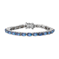 Aurora Moonstone Tennis Bracelet in Platinum Over Sterling Silver (8.00 In) (12.35 g) 24.75 ctw