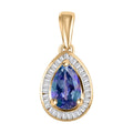 Luxoro 10K Yellow Gold Premium Peacock Tanzanite and Diamond Halo Pendant 1.10 ctw - Sticky add to cart bar